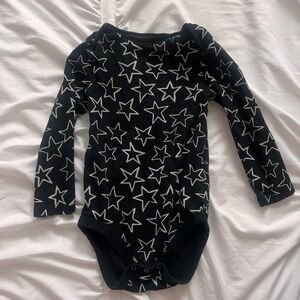 Cloud Island Star Pattern Bodysuit in Black and White